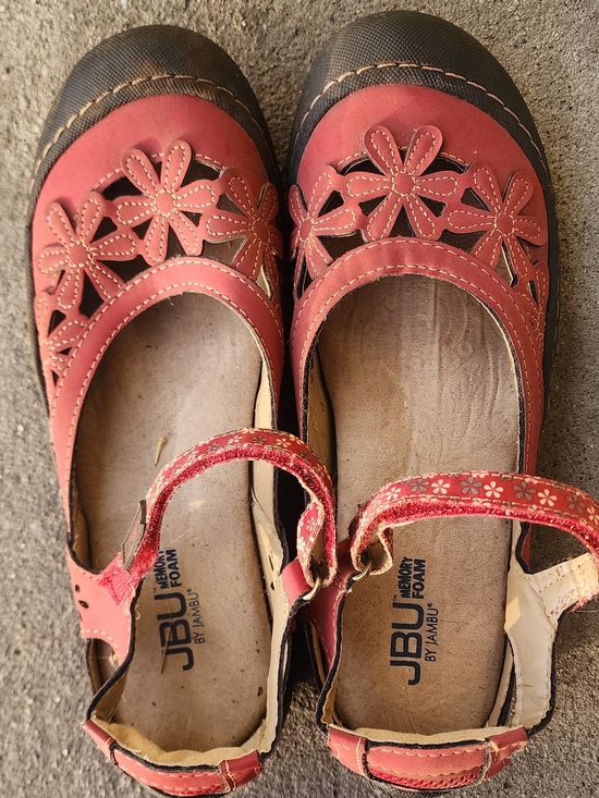 JBU Shoes - JBU Women's Red Floral Cutout Mary Jane Shoes